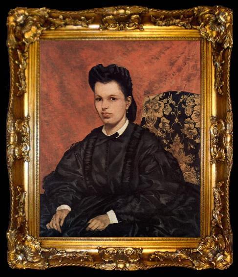 framed  Giovanni Fattori Portrat der ersten Ehefrau des Kunstlers, ta009-2